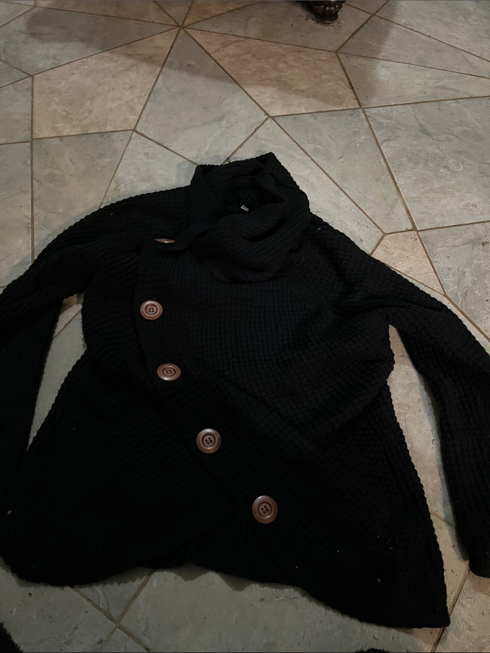 Black Button-Front Women's Sweater Jacket